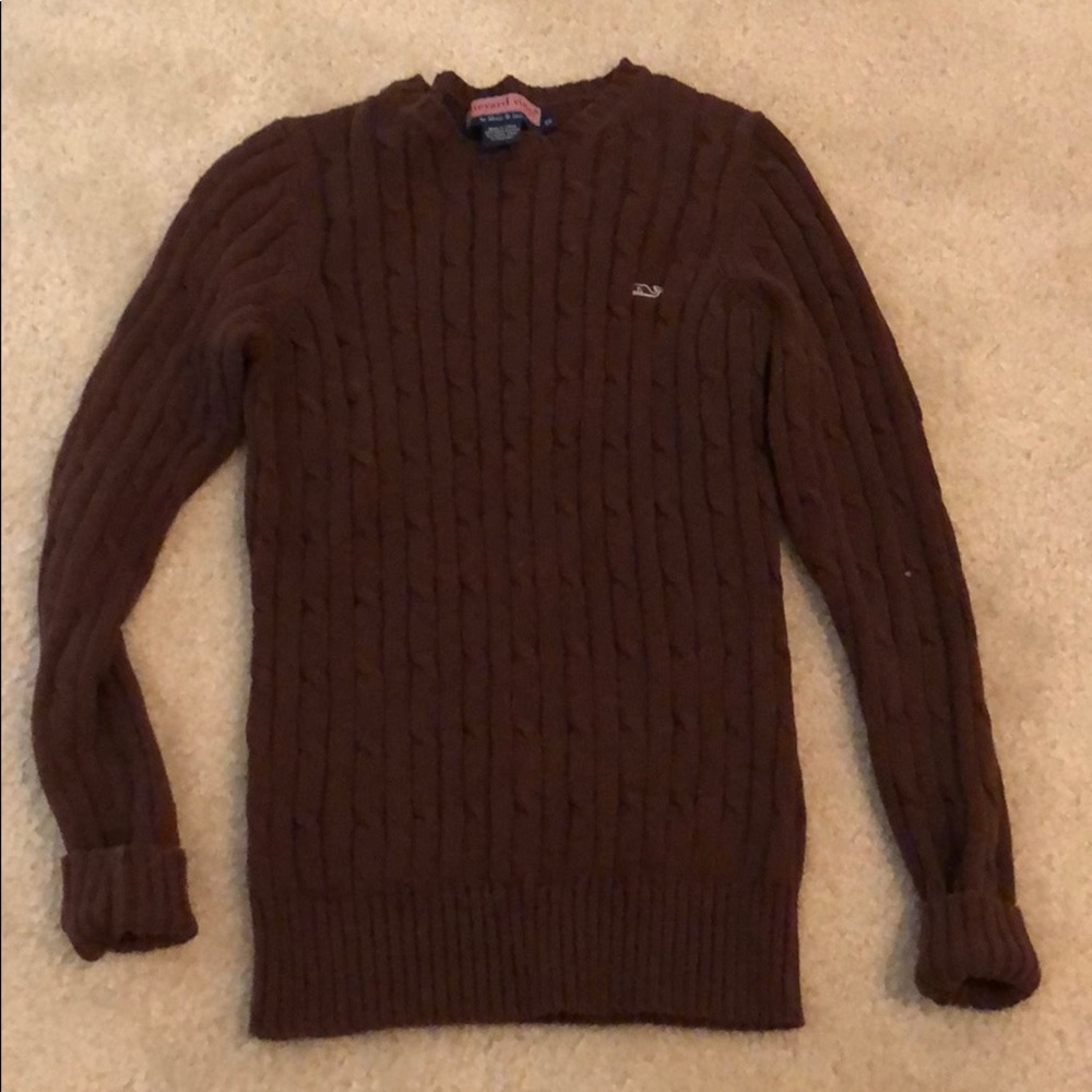 Brown vineyard vines cable knit sweater